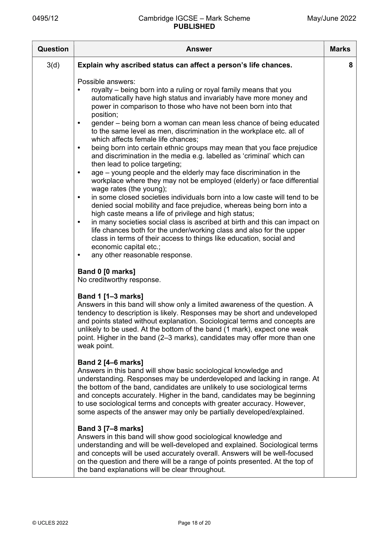 Mark scheme, page 18 of 20