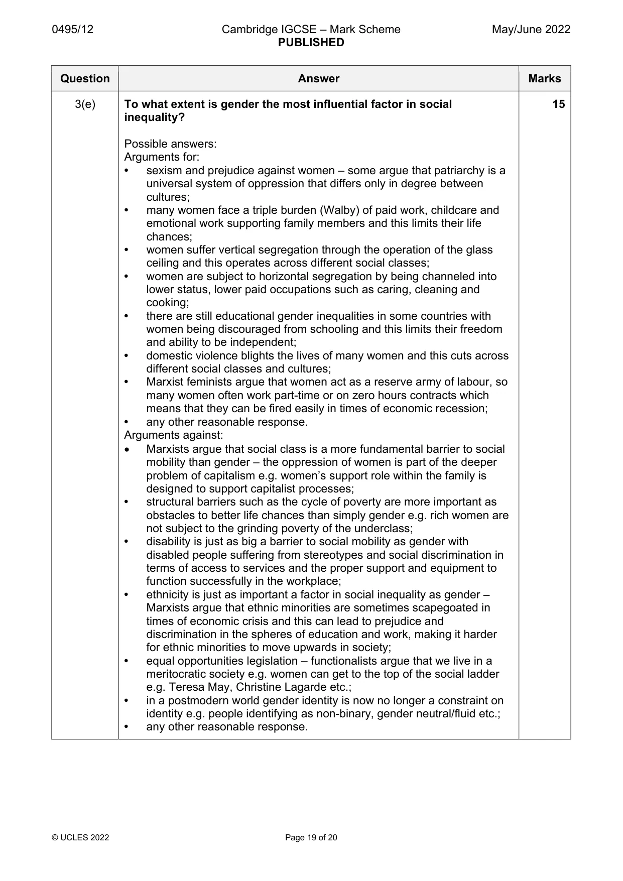 Mark scheme, page 19 of 20