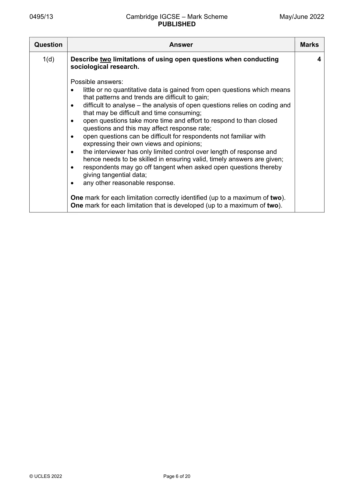 Mark scheme, page 6 of 20