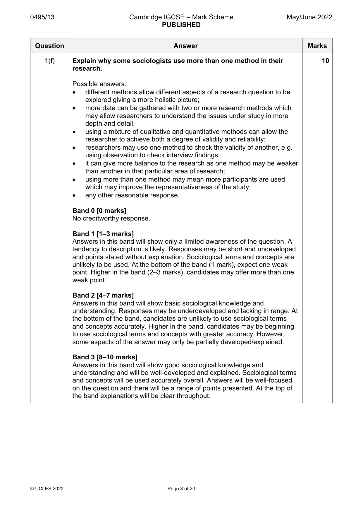Mark scheme, page 8 of 20