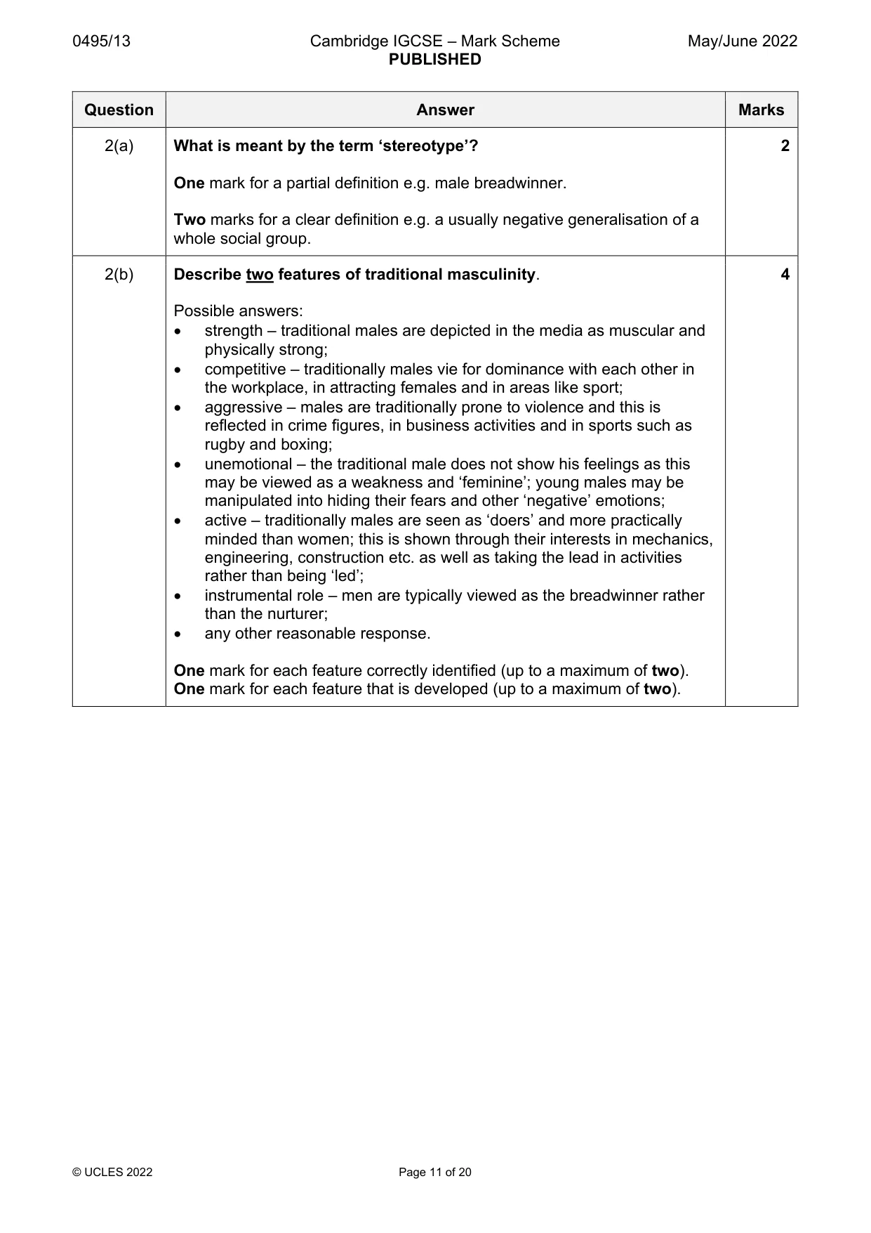 Mark scheme, page 11 of 20