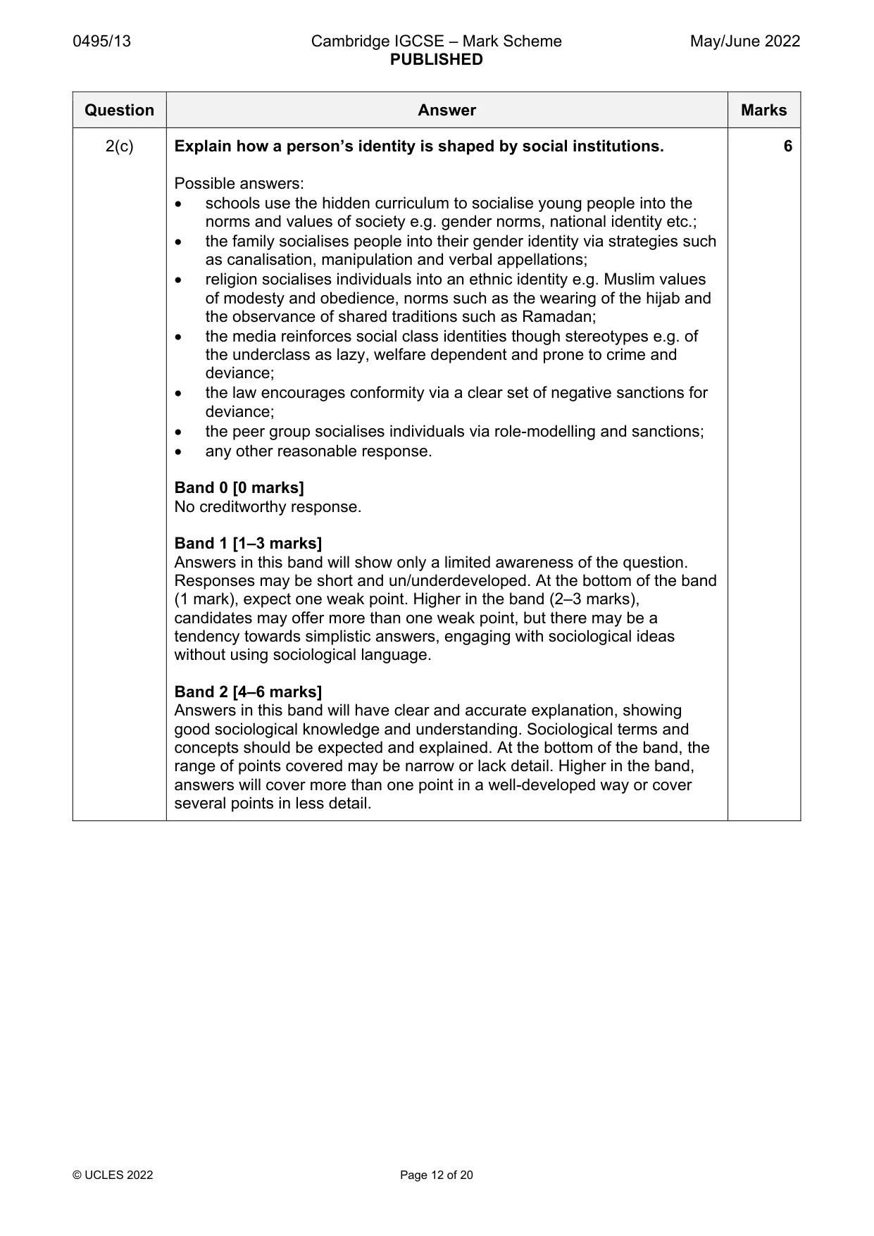 Mark scheme, page 12 of 20