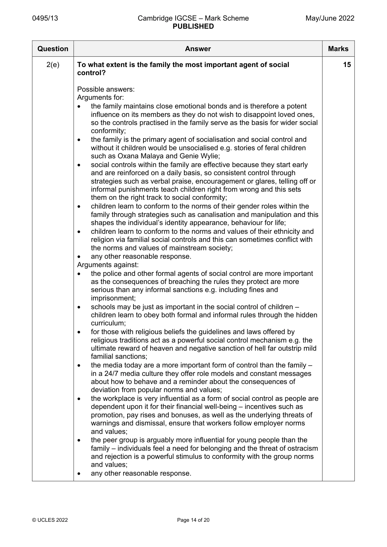 Mark scheme, page 14 of 20