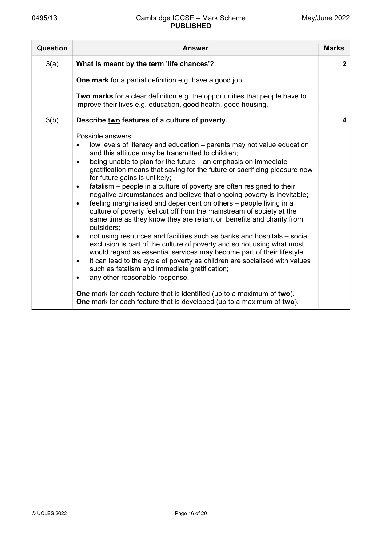 Mark scheme, page 16 of 20
