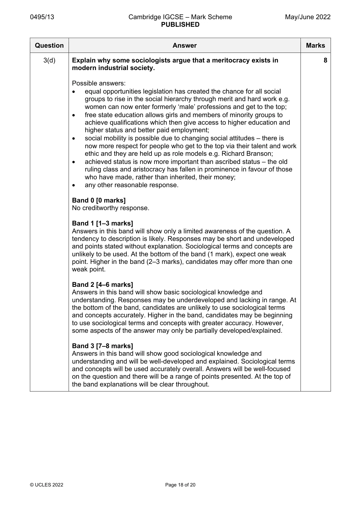 Mark scheme, page 18 of 20