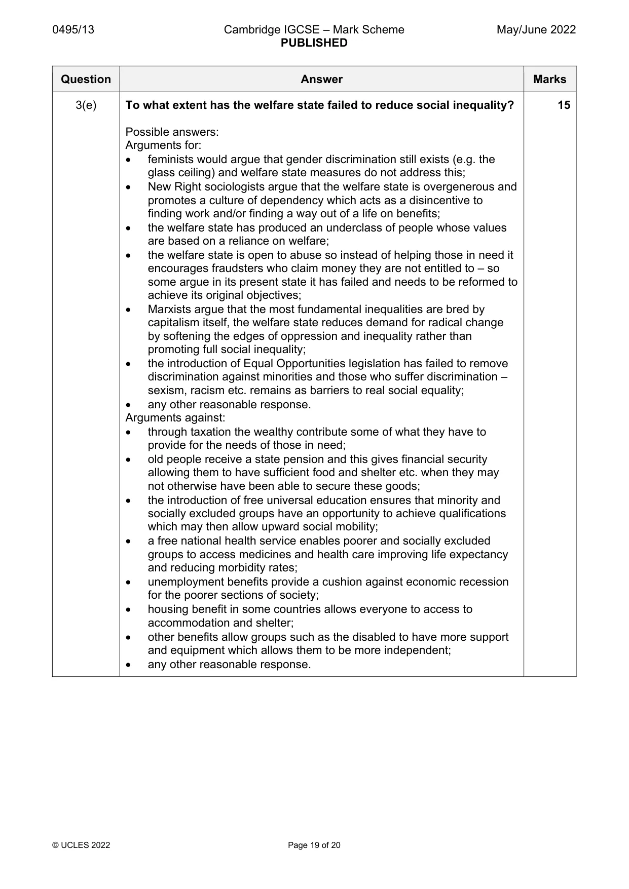 Mark scheme, page 19 of 20