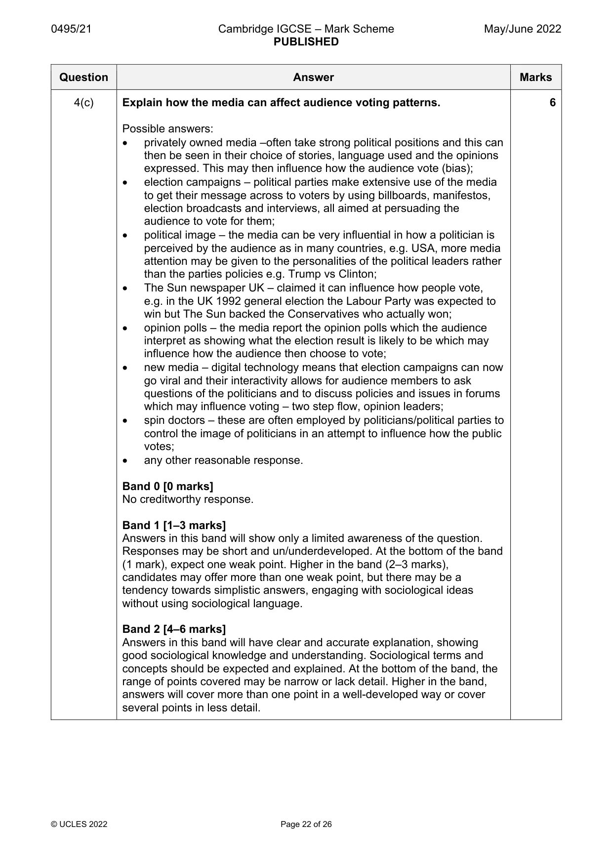 Mark scheme, page 22 of 26