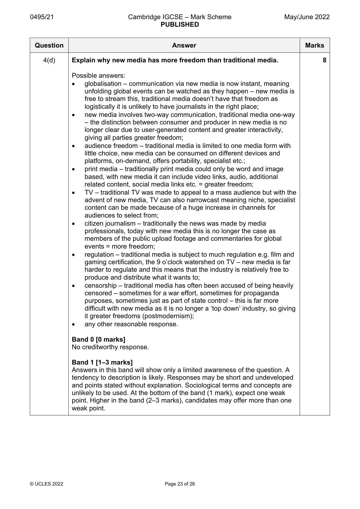 Mark scheme, page 23 of 26