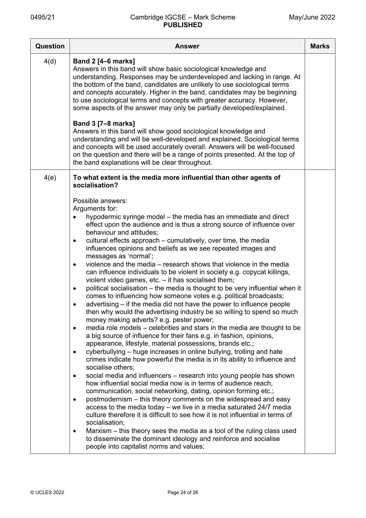 Mark scheme, page 24 of 26