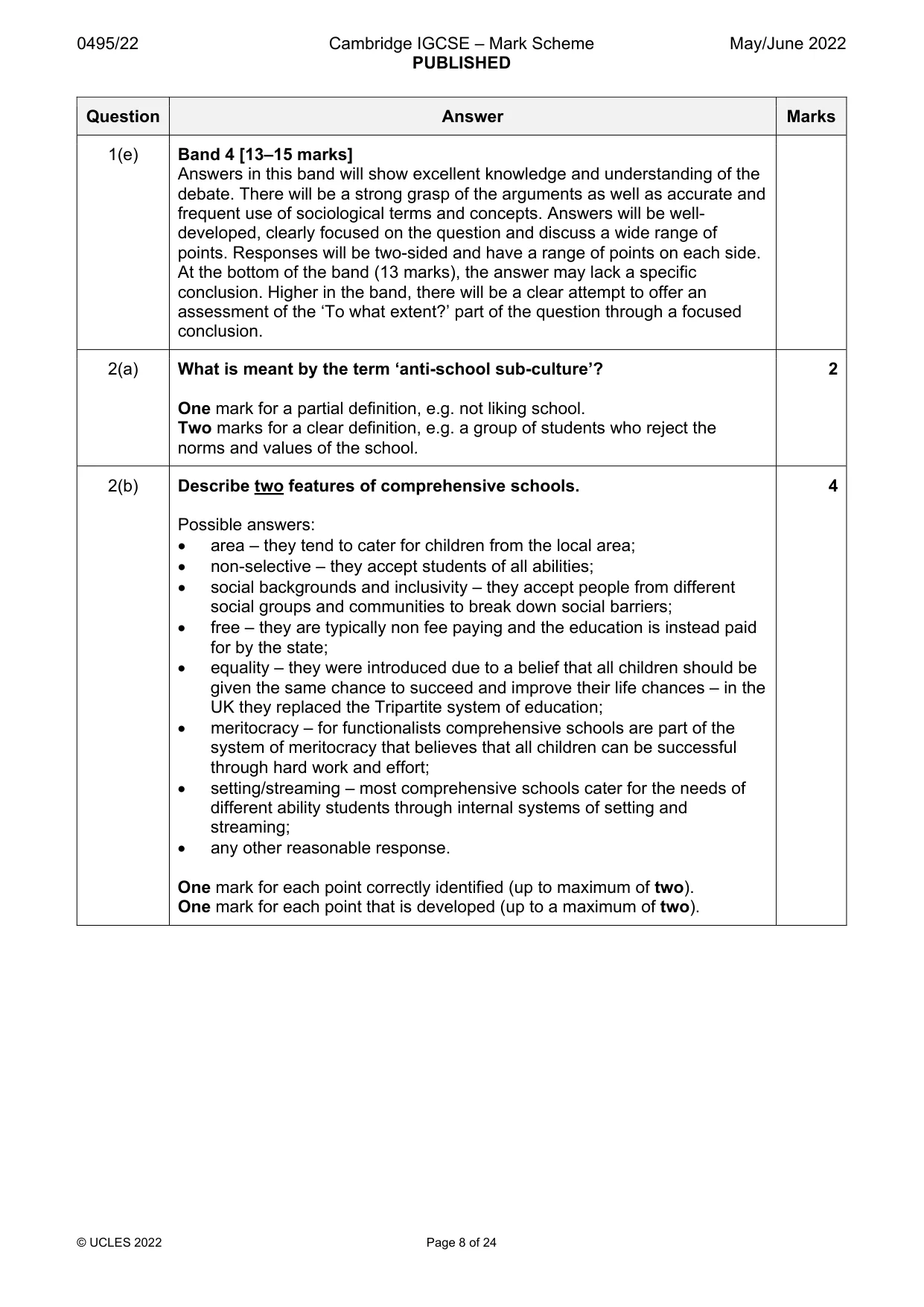 Mark scheme, page 8 of 24