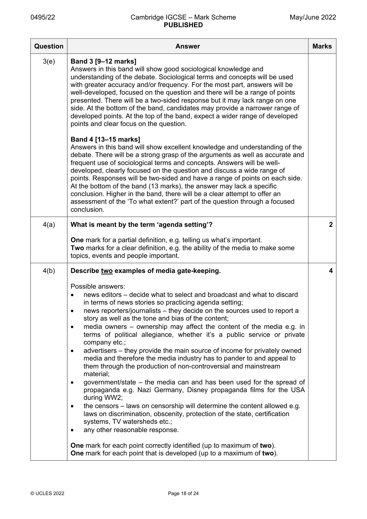 Mark scheme, page 18 of 24