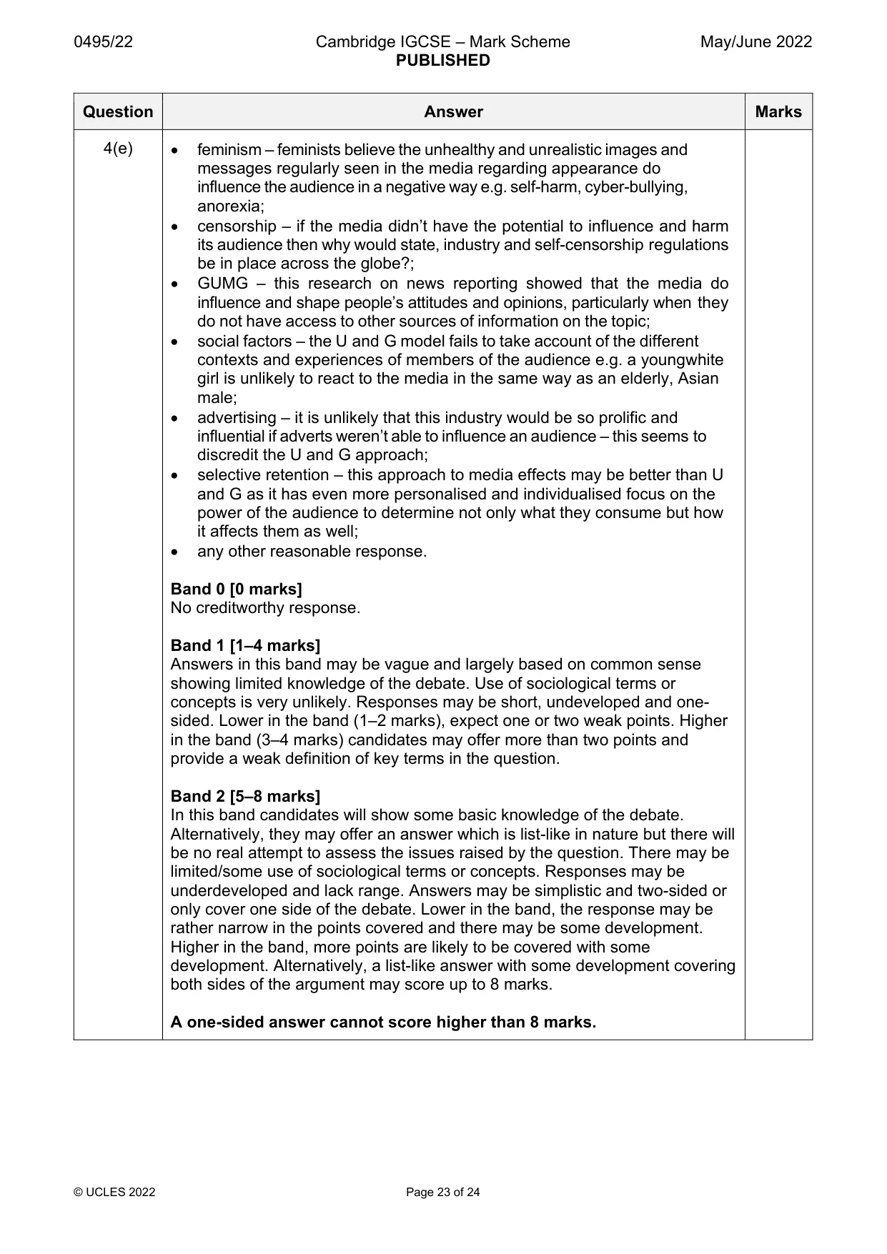 Mark scheme, page 23 of 24