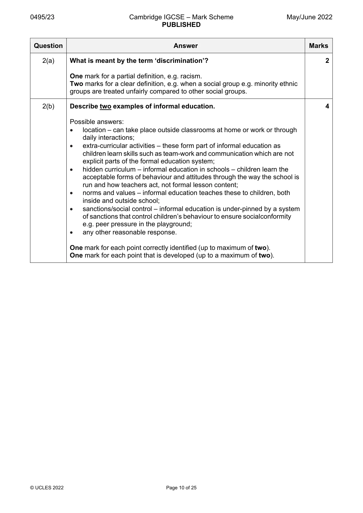 Mark scheme, page 10 of 25