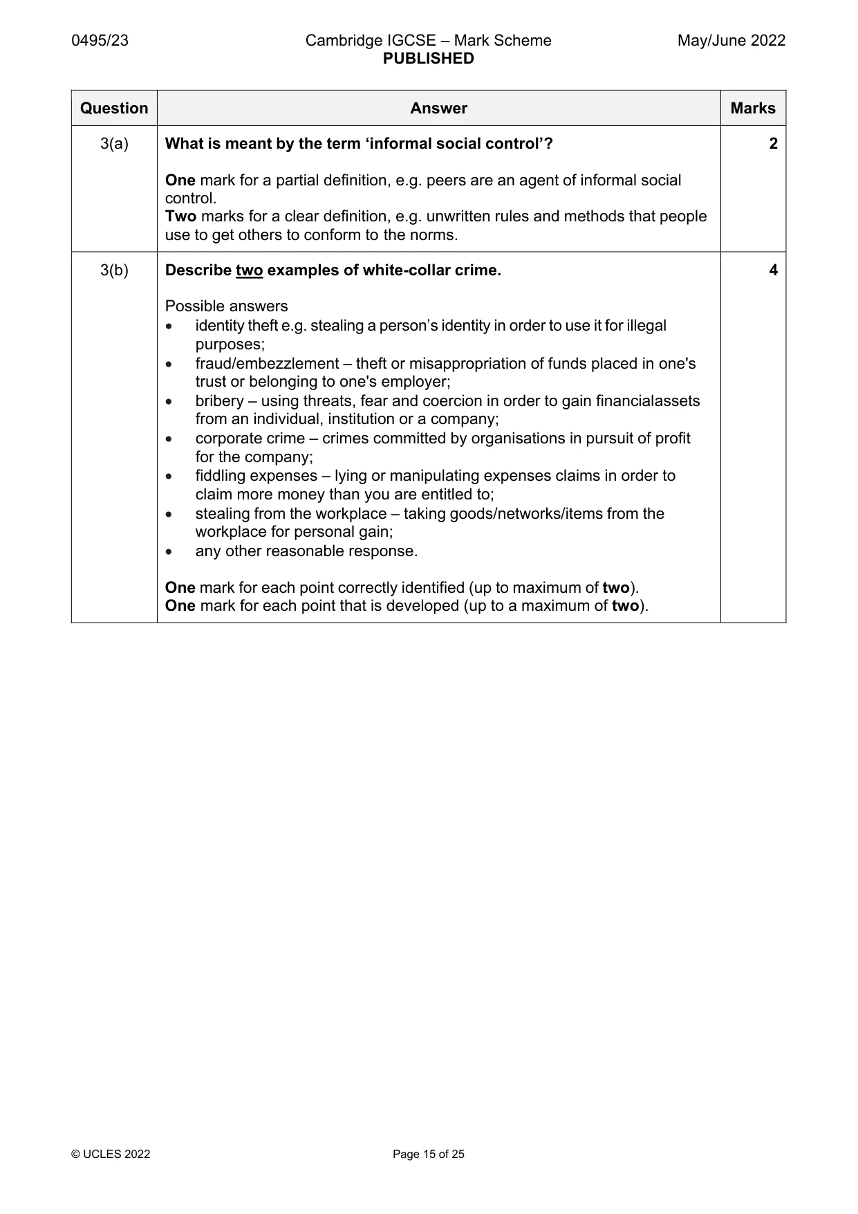 Mark scheme, page 15 of 25