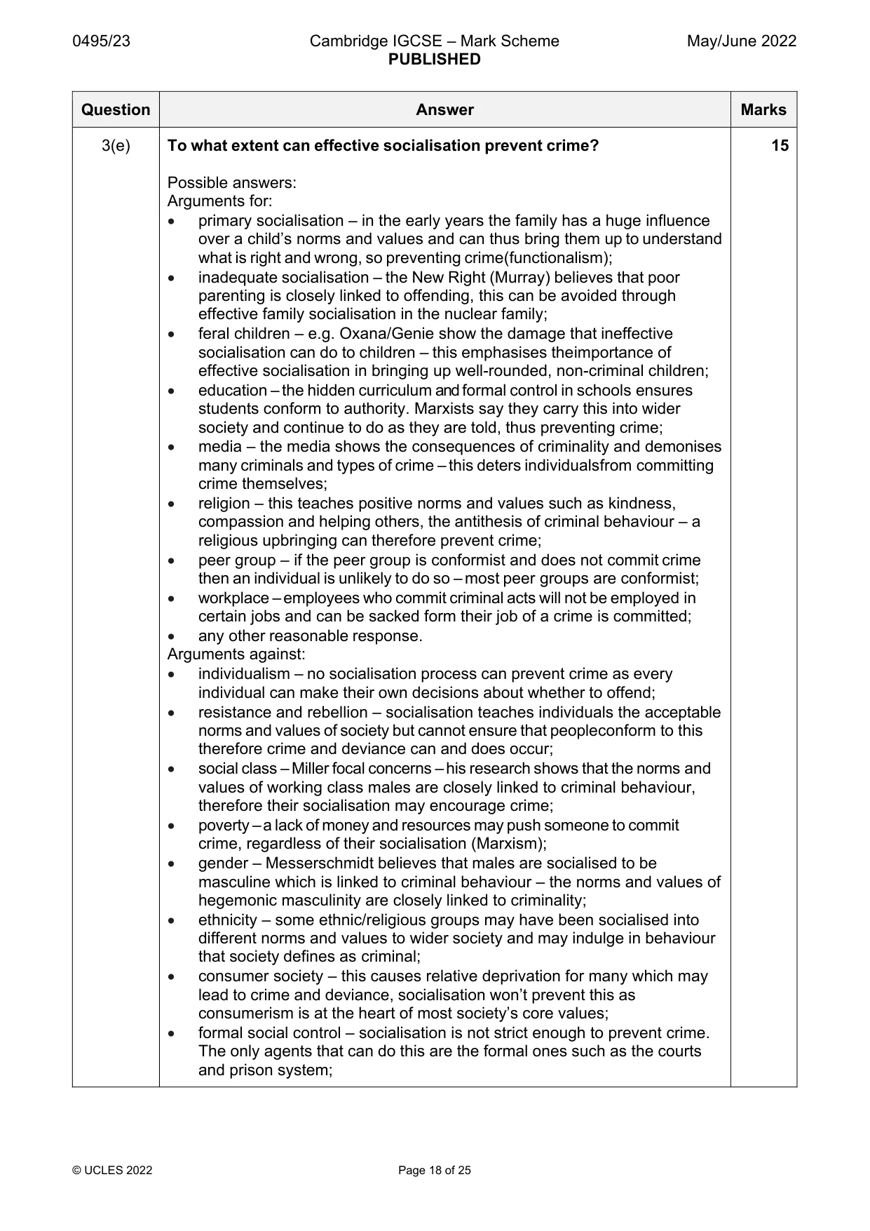 Mark scheme, page 18 of 25