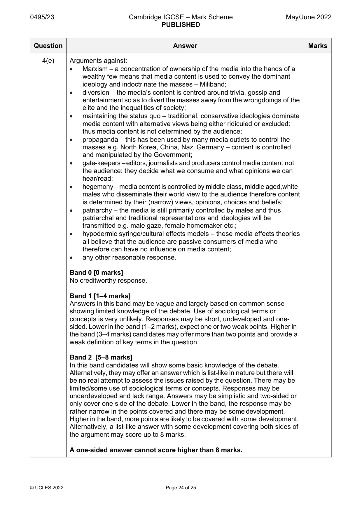 Mark scheme, page 24 of 25