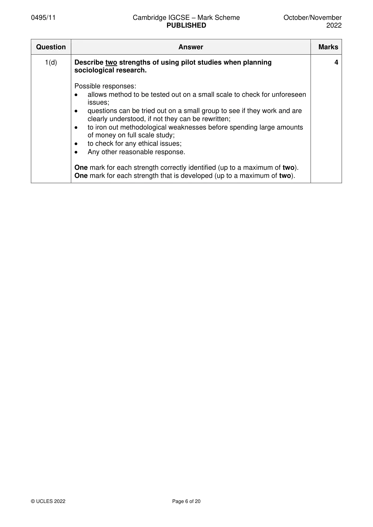 Mark scheme, page 6 of 20