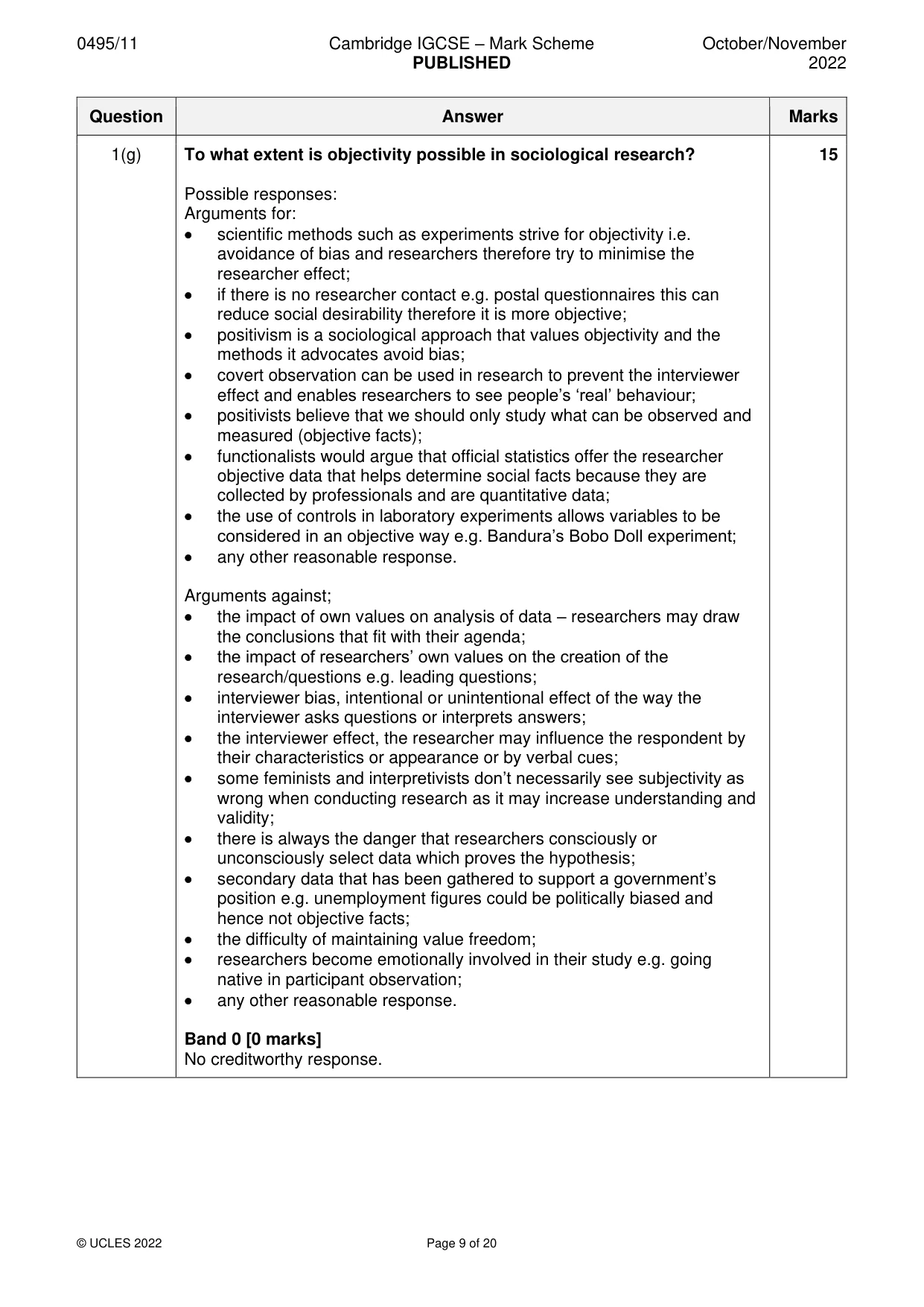 Mark scheme, page 9 of 20