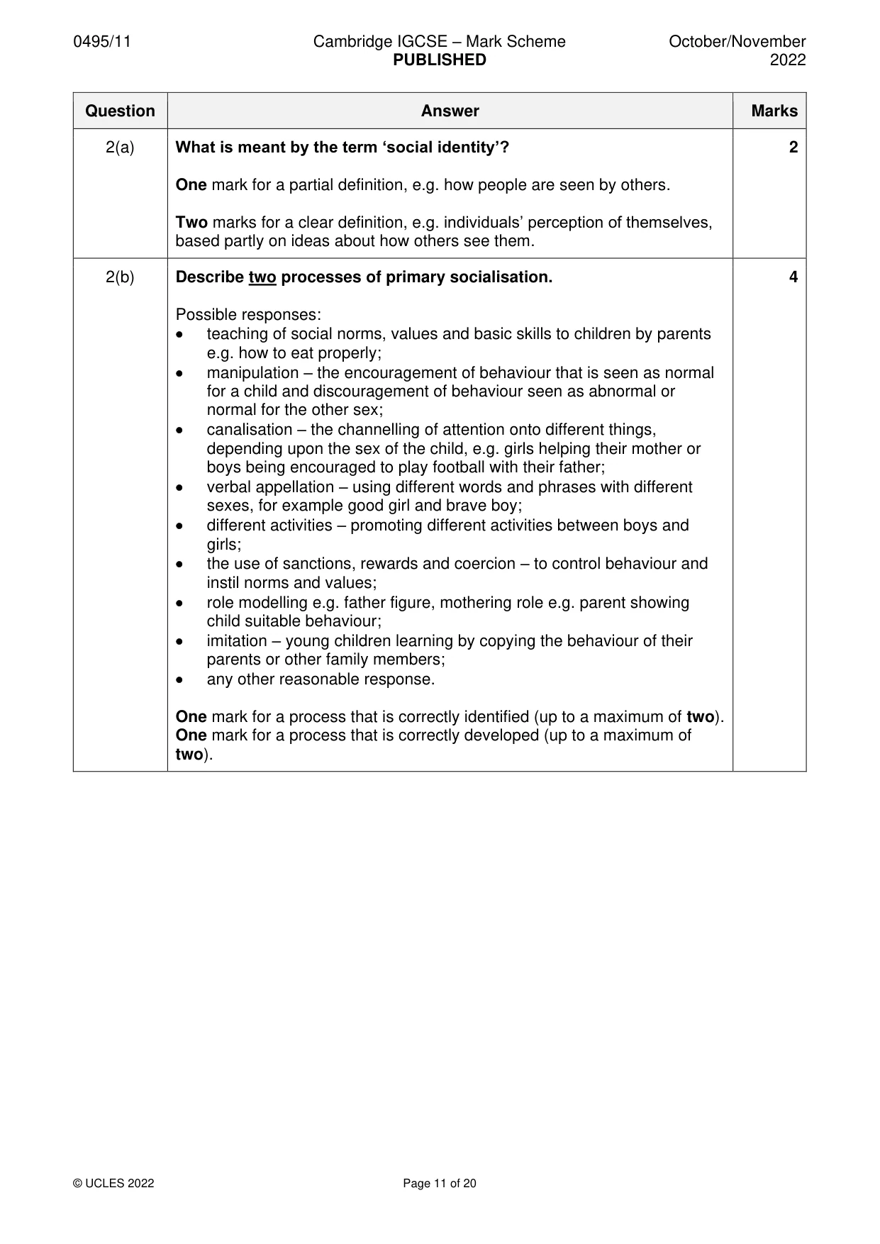 Mark scheme, page 11 of 20