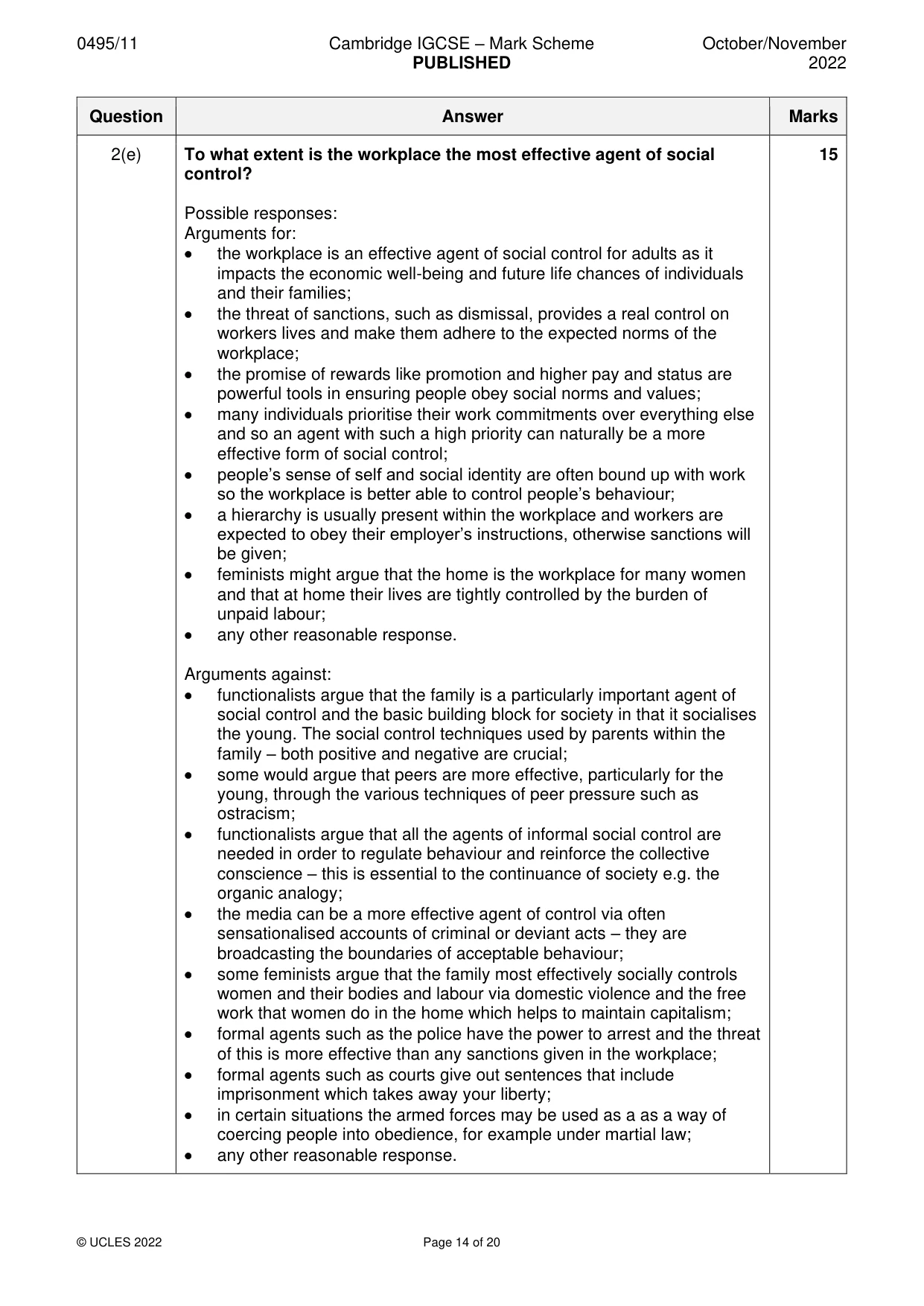 Mark scheme, page 14 of 20