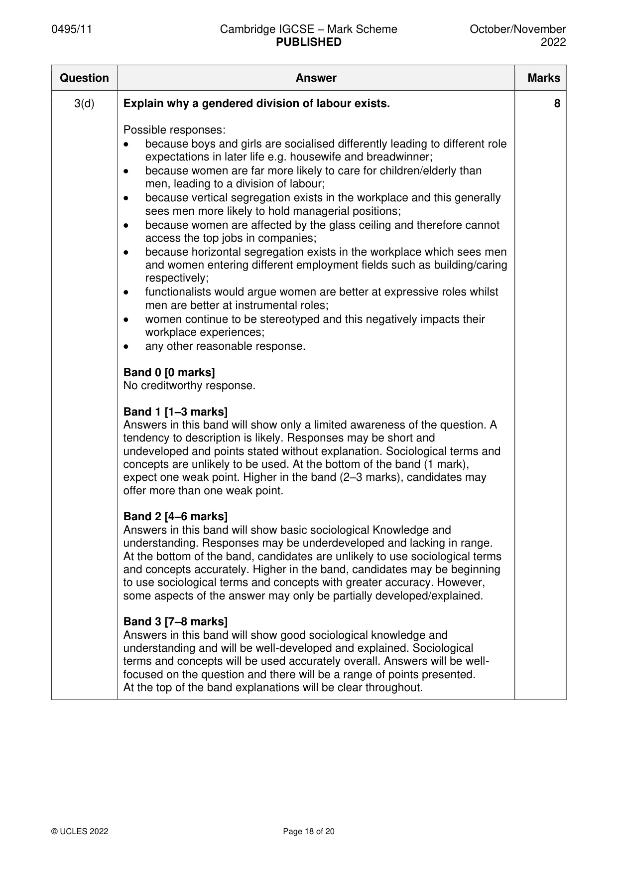 Mark scheme, page 18 of 20
