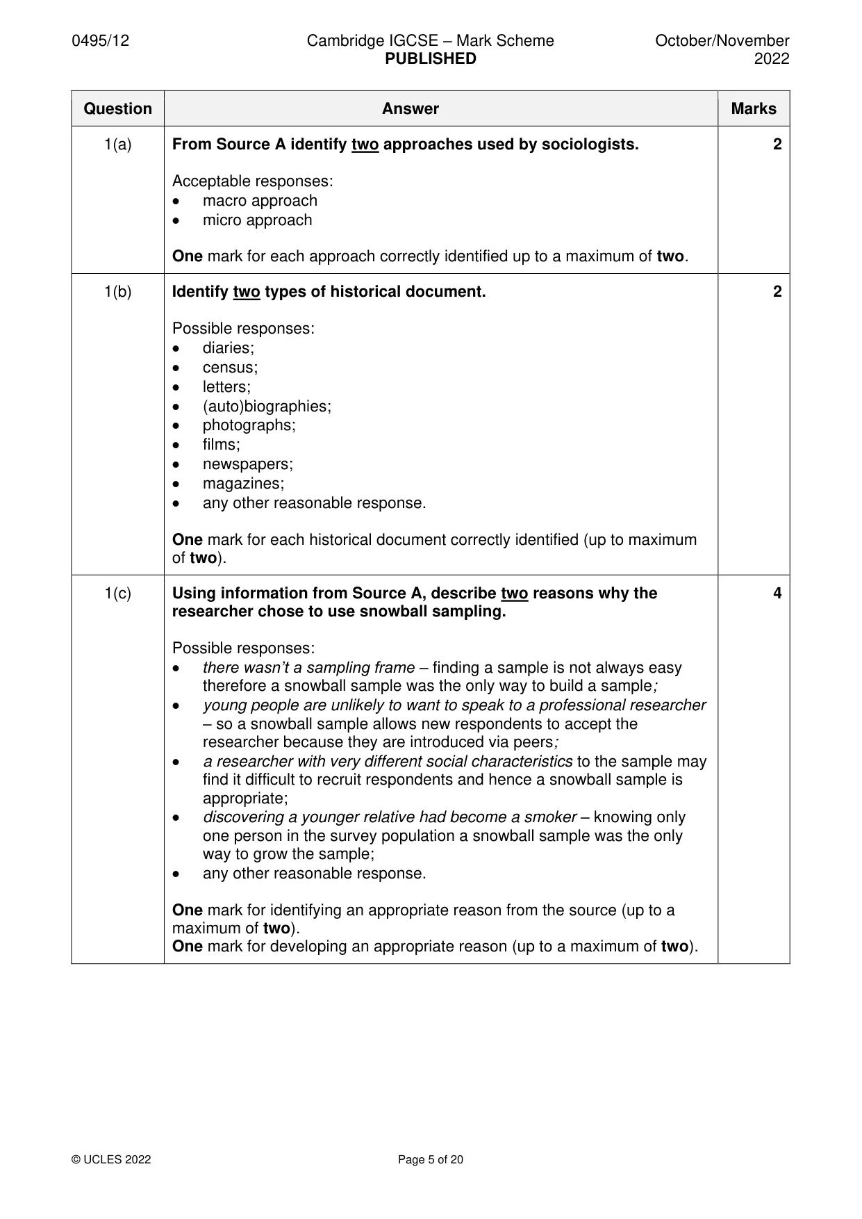 Mark scheme, page 5 of 20