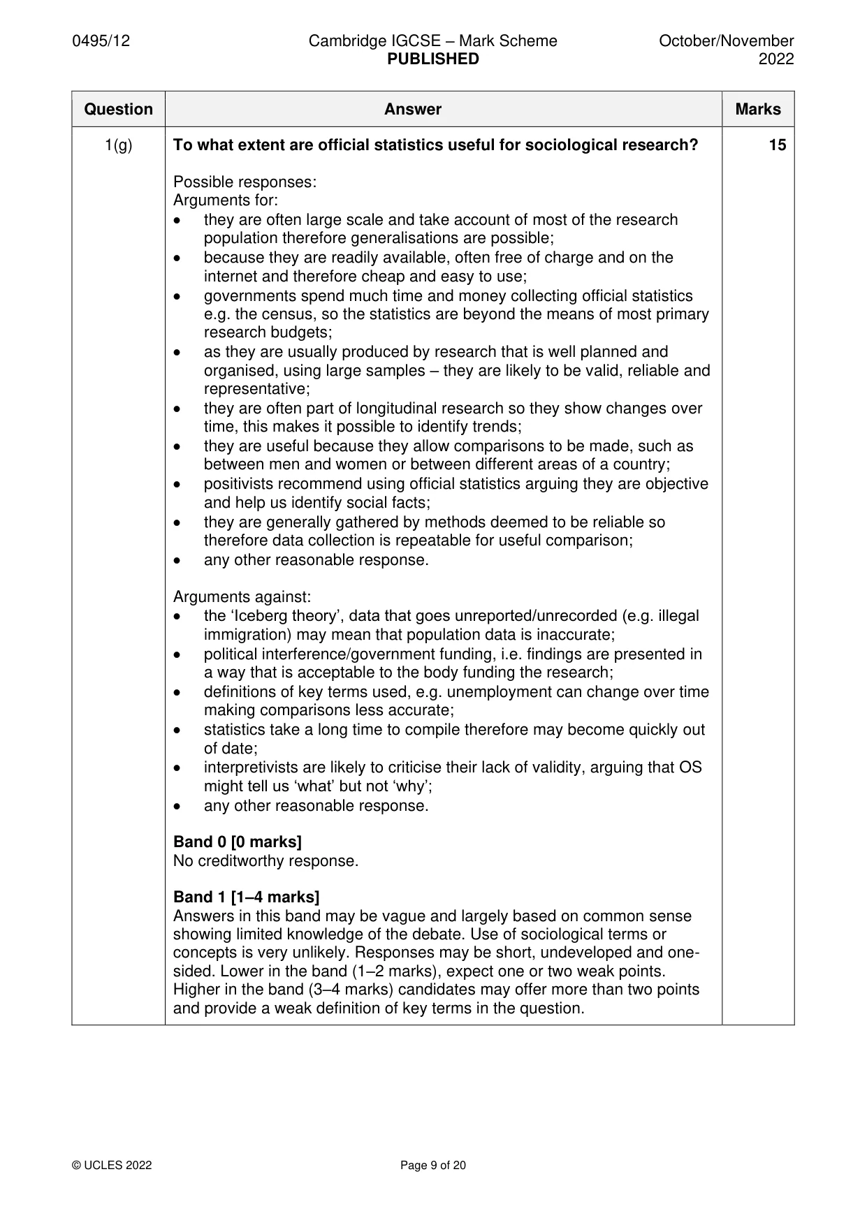 Mark scheme, page 9 of 20