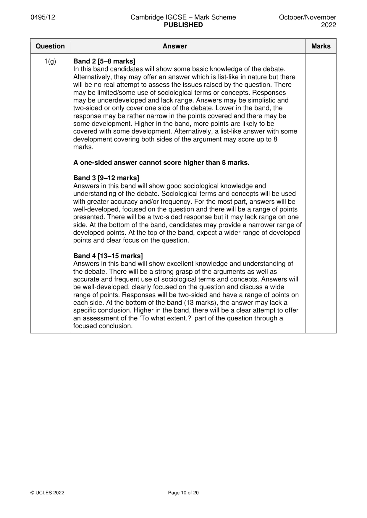 Mark scheme, page 10 of 20