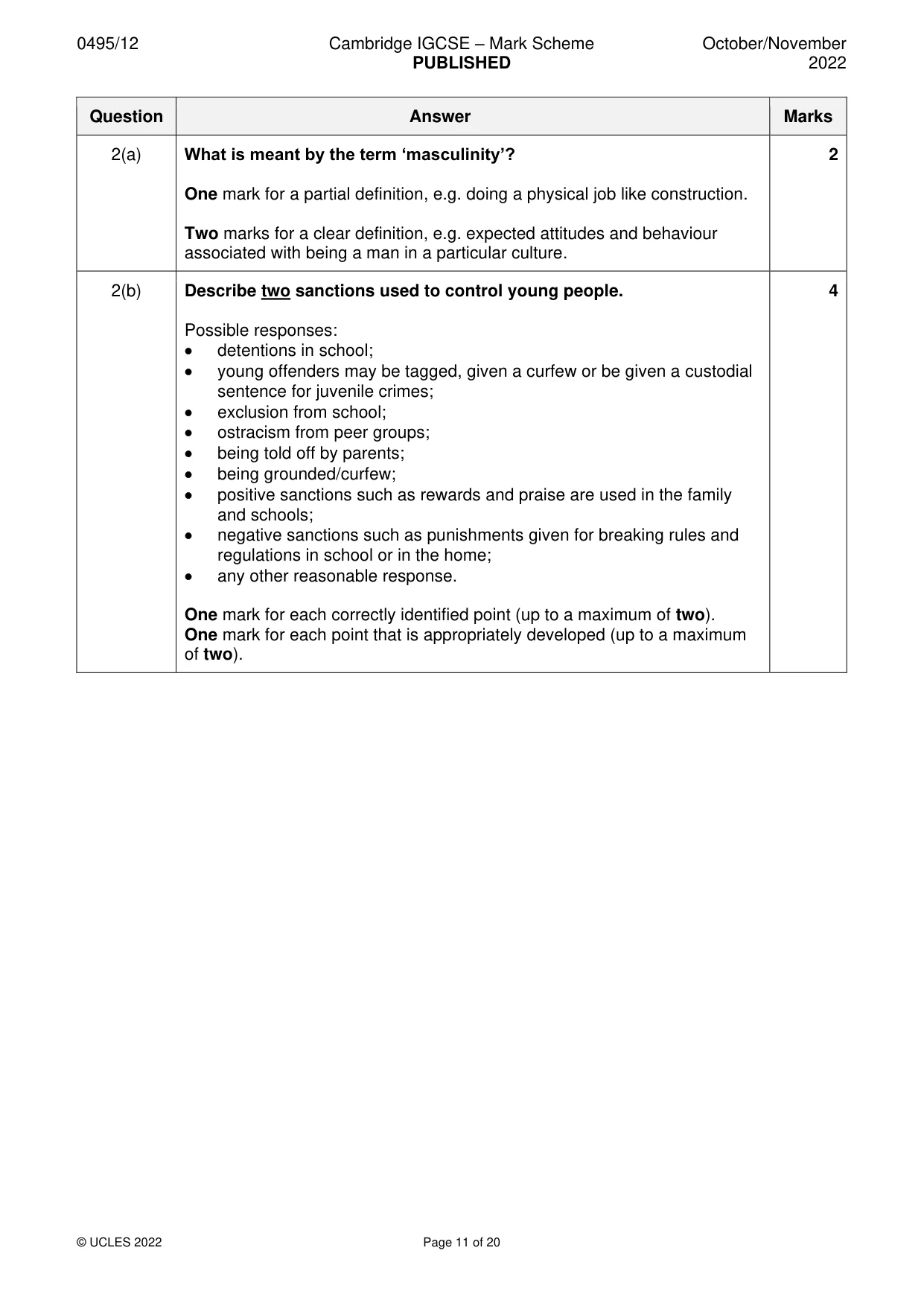 Mark scheme, page 11 of 20