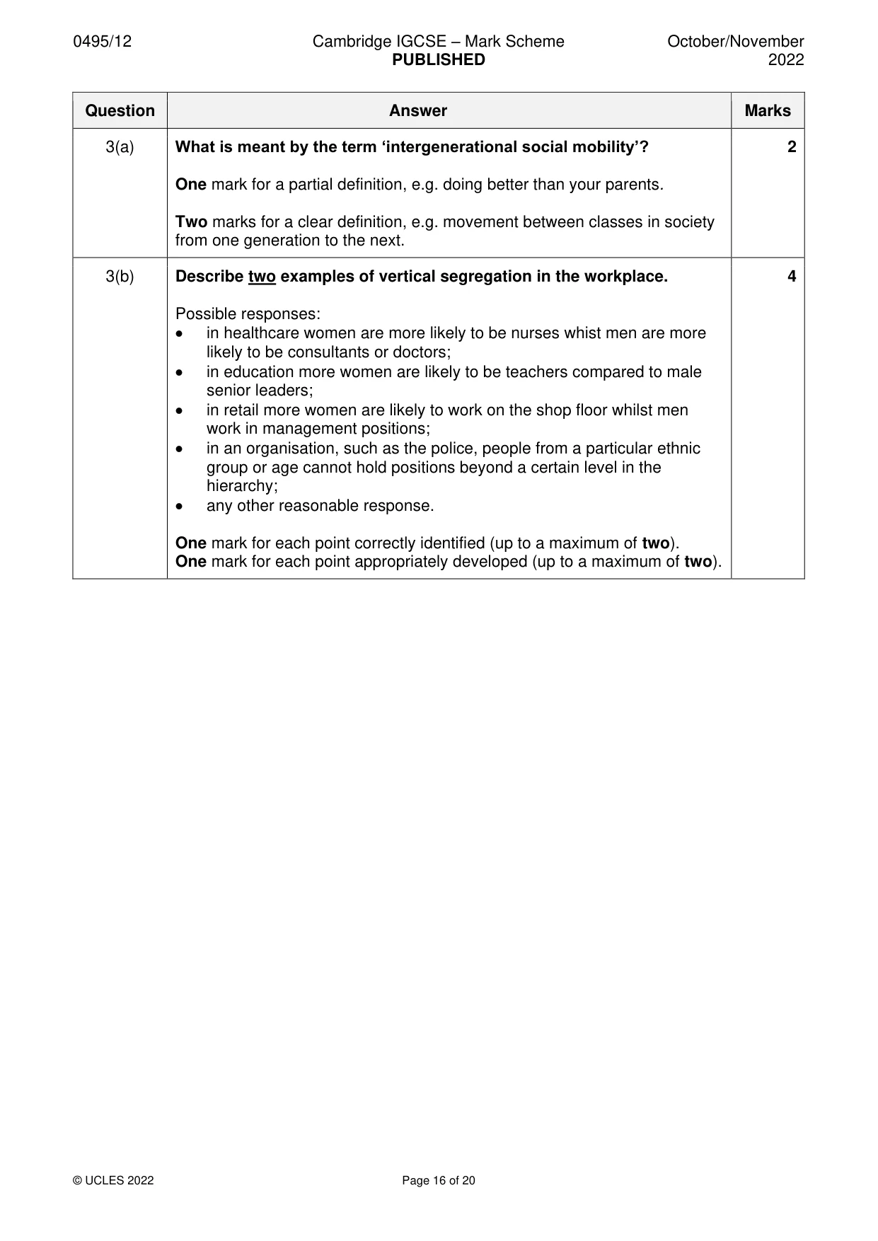 Mark scheme, page 16 of 20
