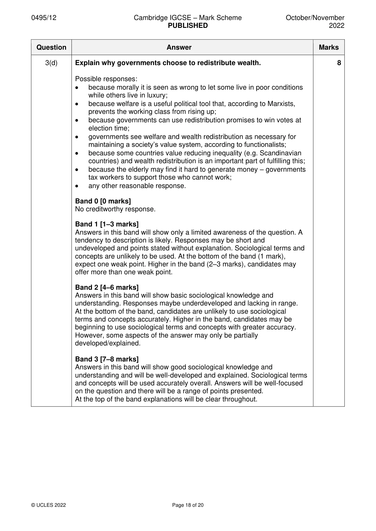 Mark scheme, page 18 of 20