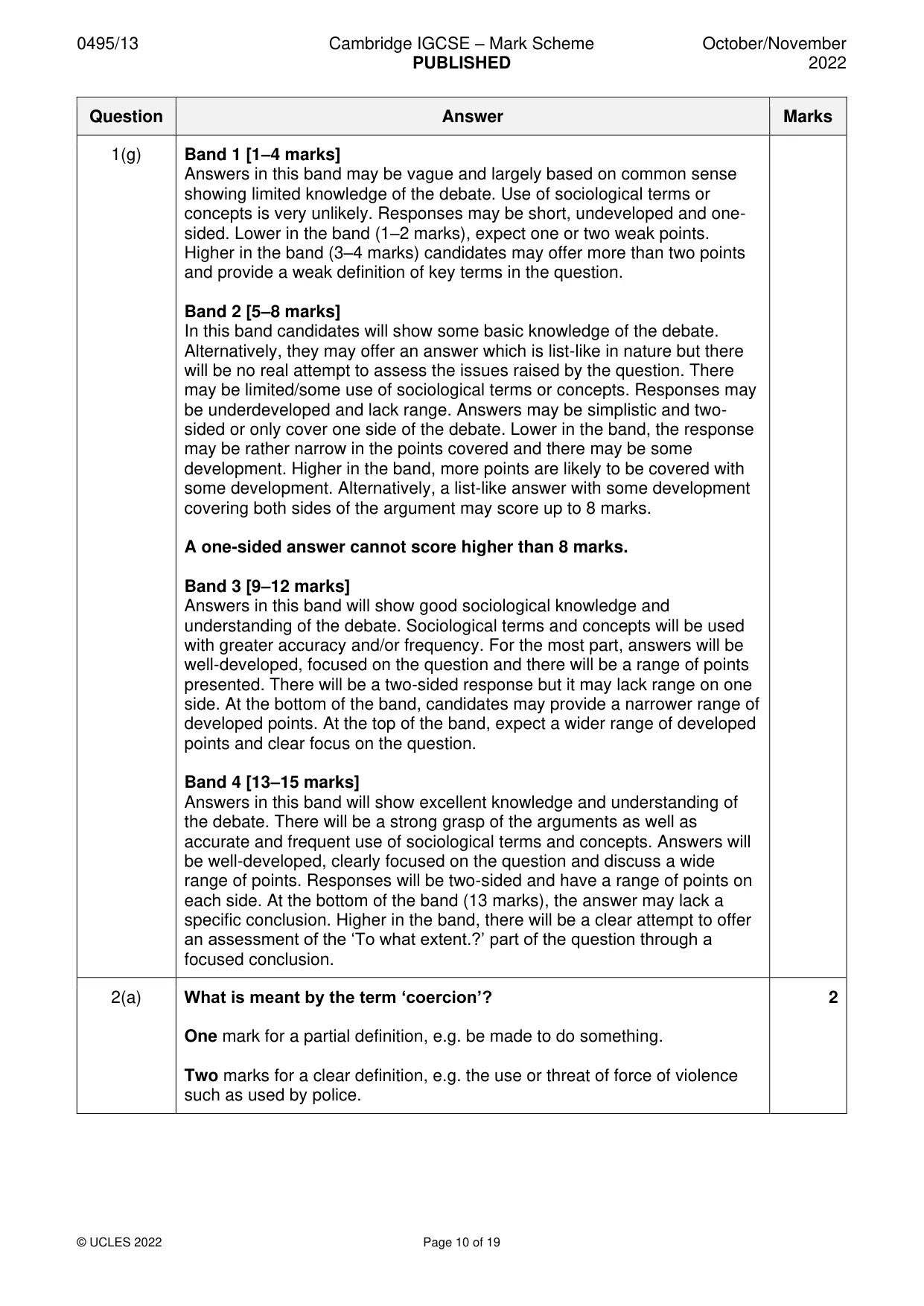 Mark scheme, page 10 of 19