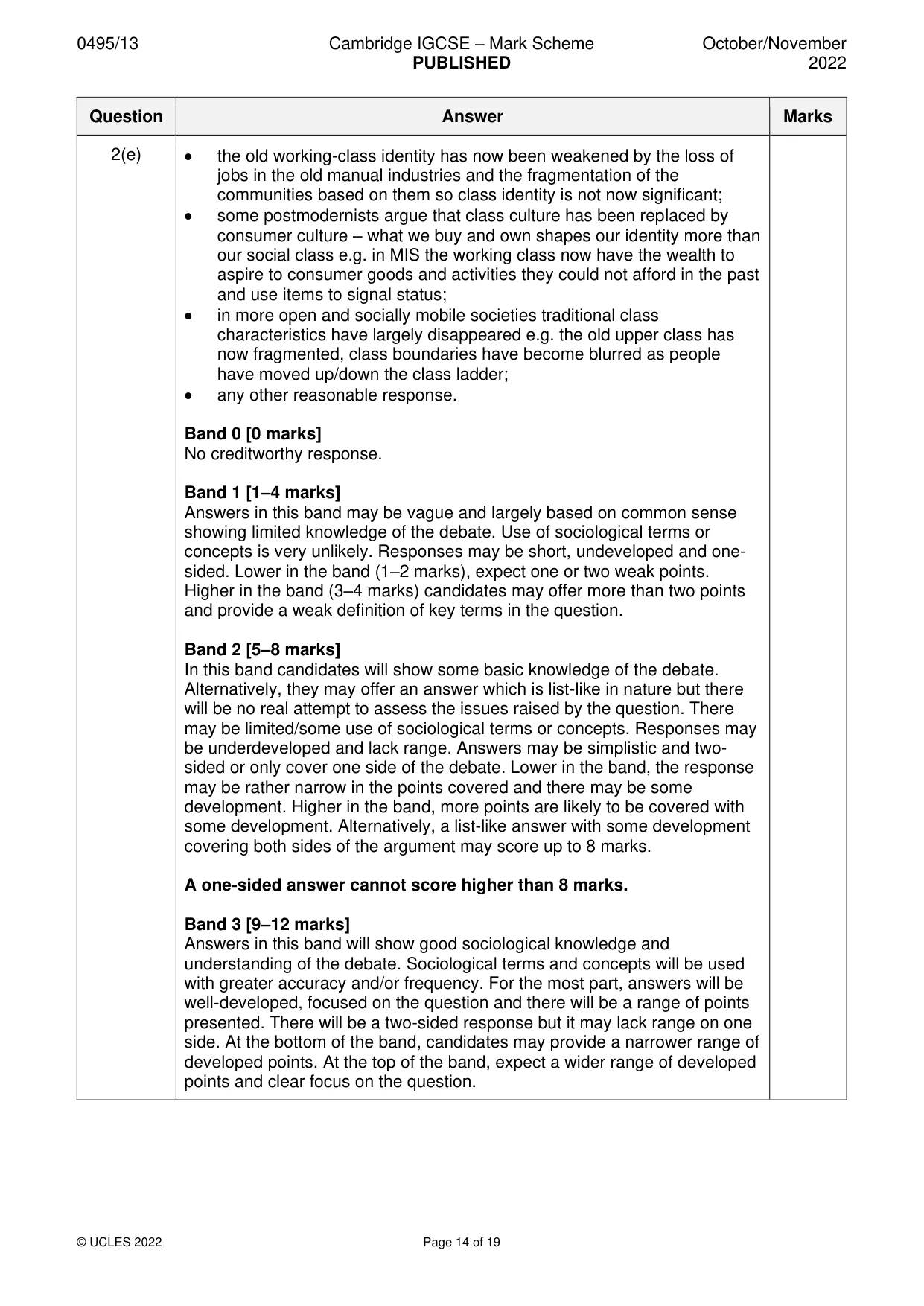 Mark scheme, page 14 of 19