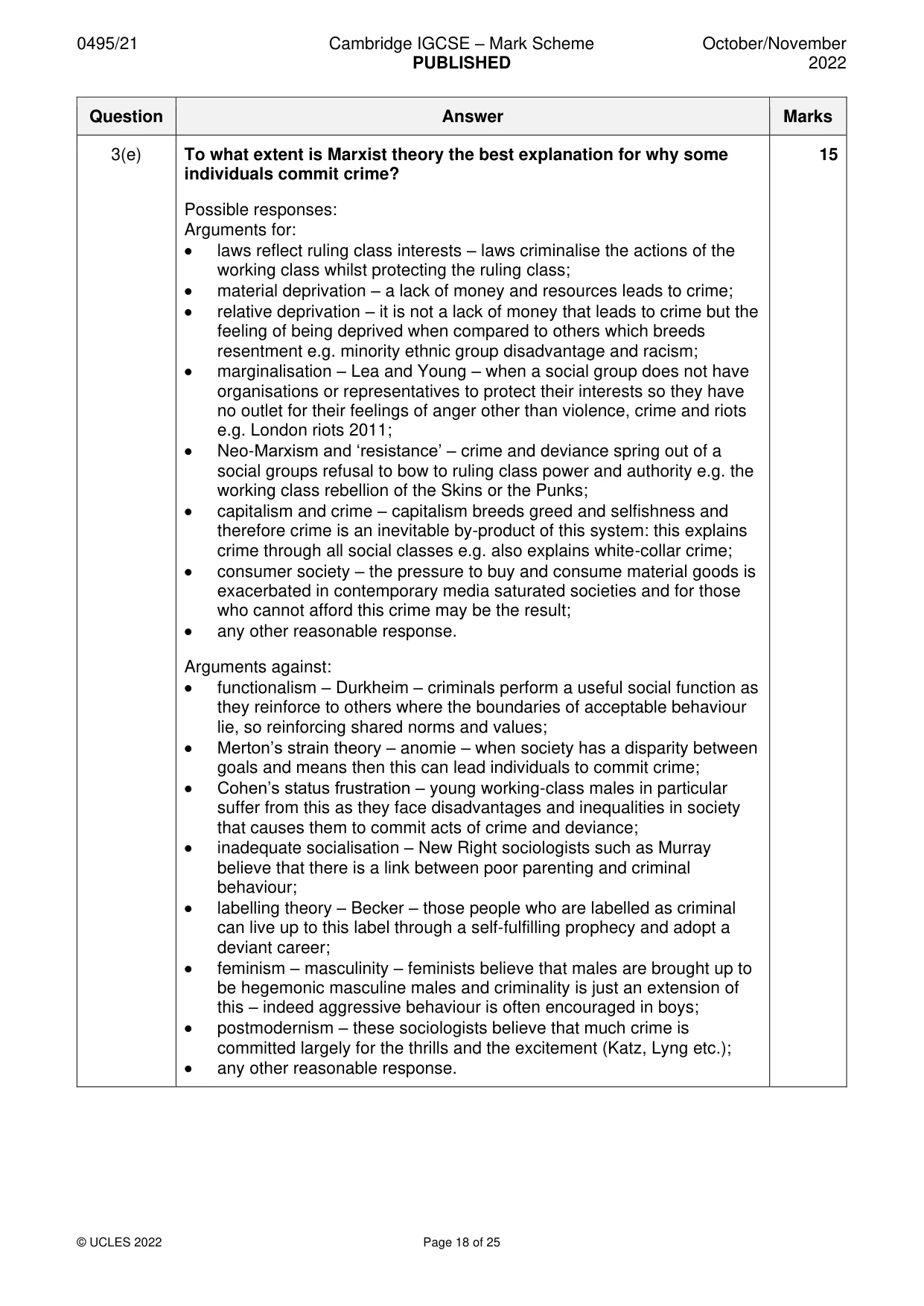 Mark scheme, page 18 of 25