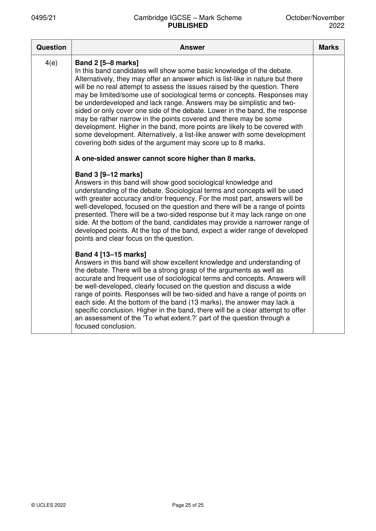 Mark scheme, page 25 of 25