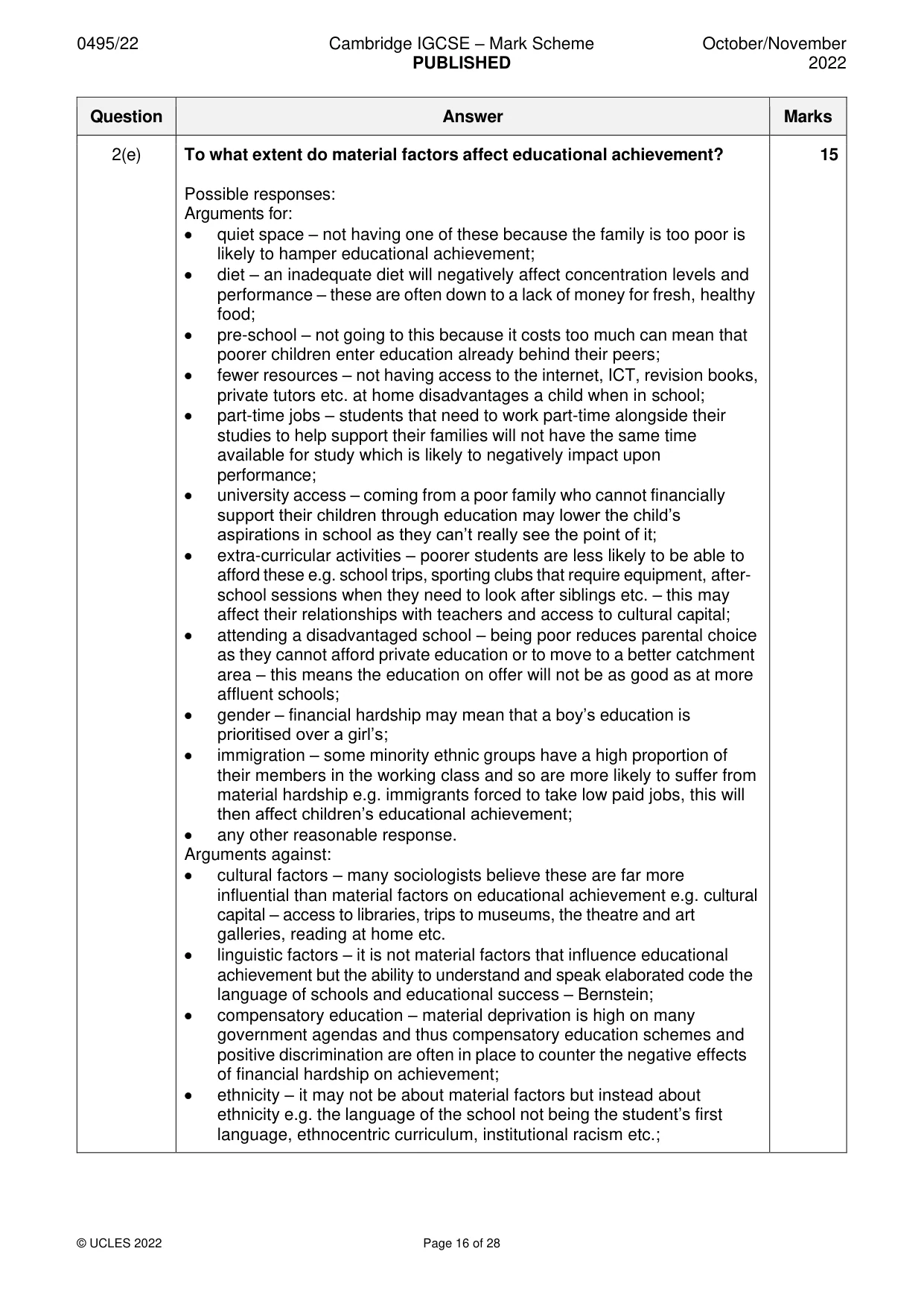 Mark scheme, page 16 of 28