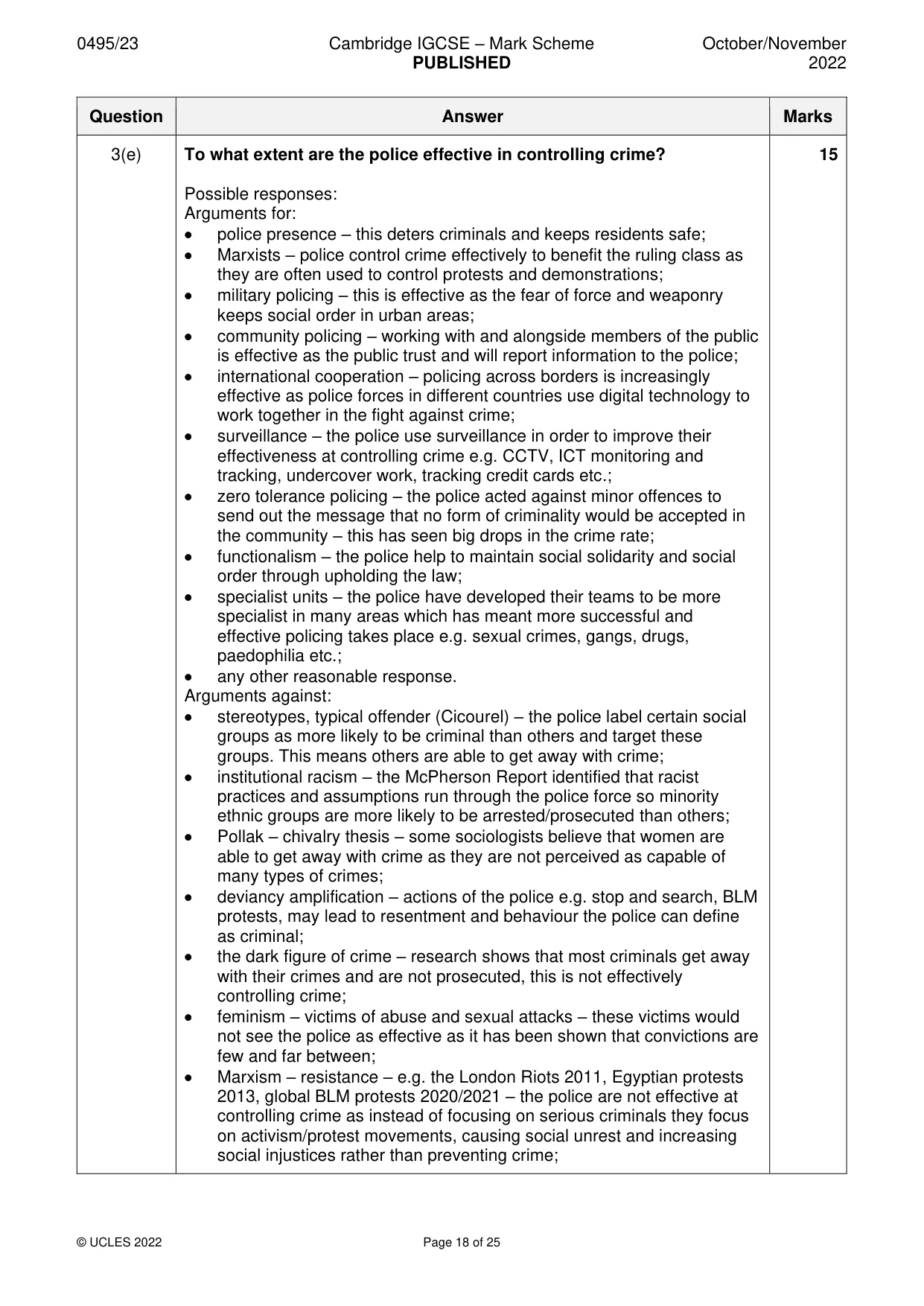 Mark scheme, page 18 of 25