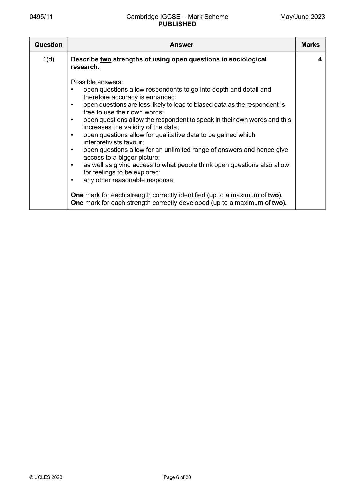 Mark scheme, page 6 of 20