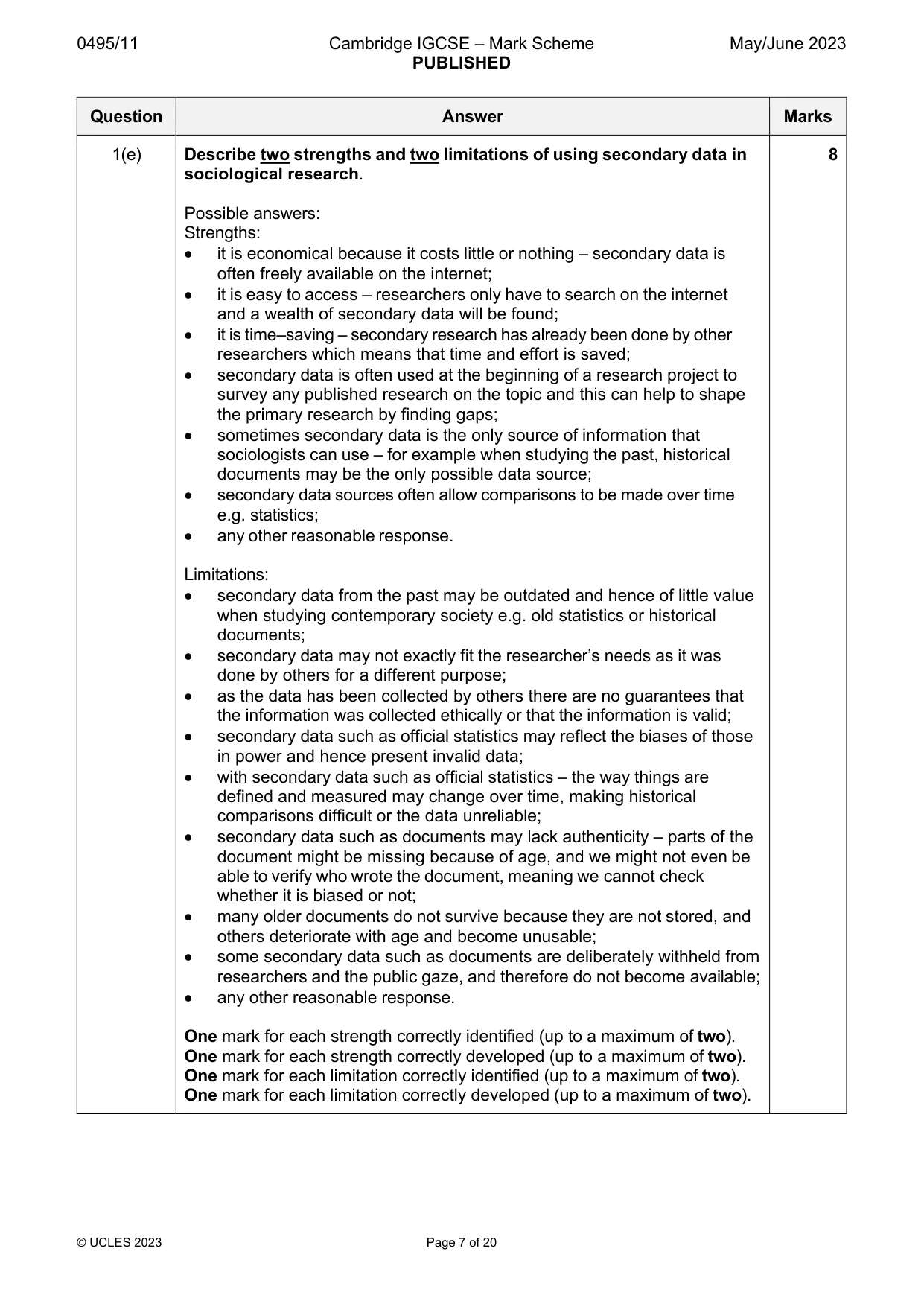 Mark scheme, page 7 of 20