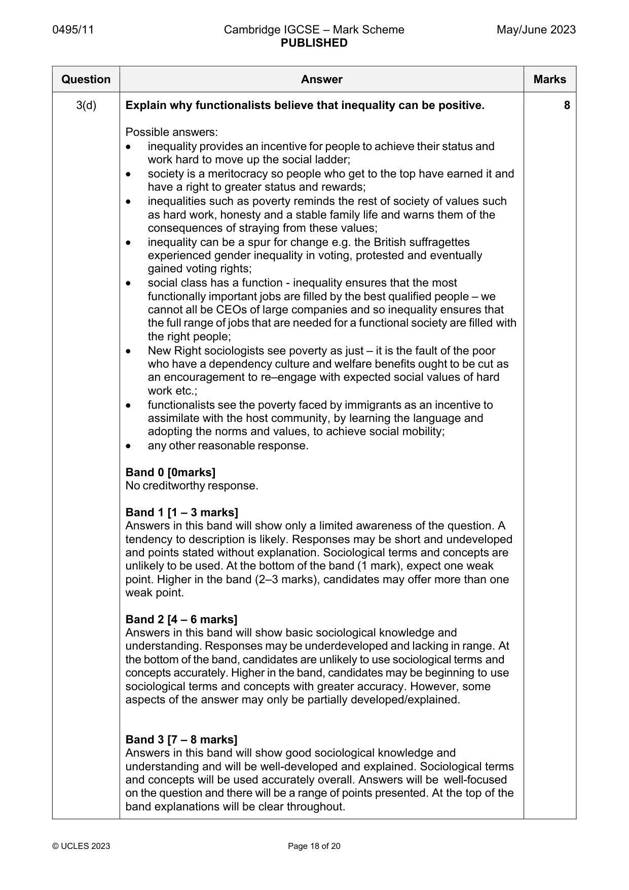 Mark scheme, page 18 of 20