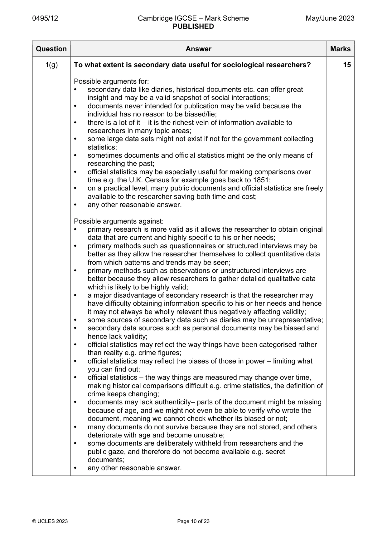 Mark scheme, page 10 of 23
