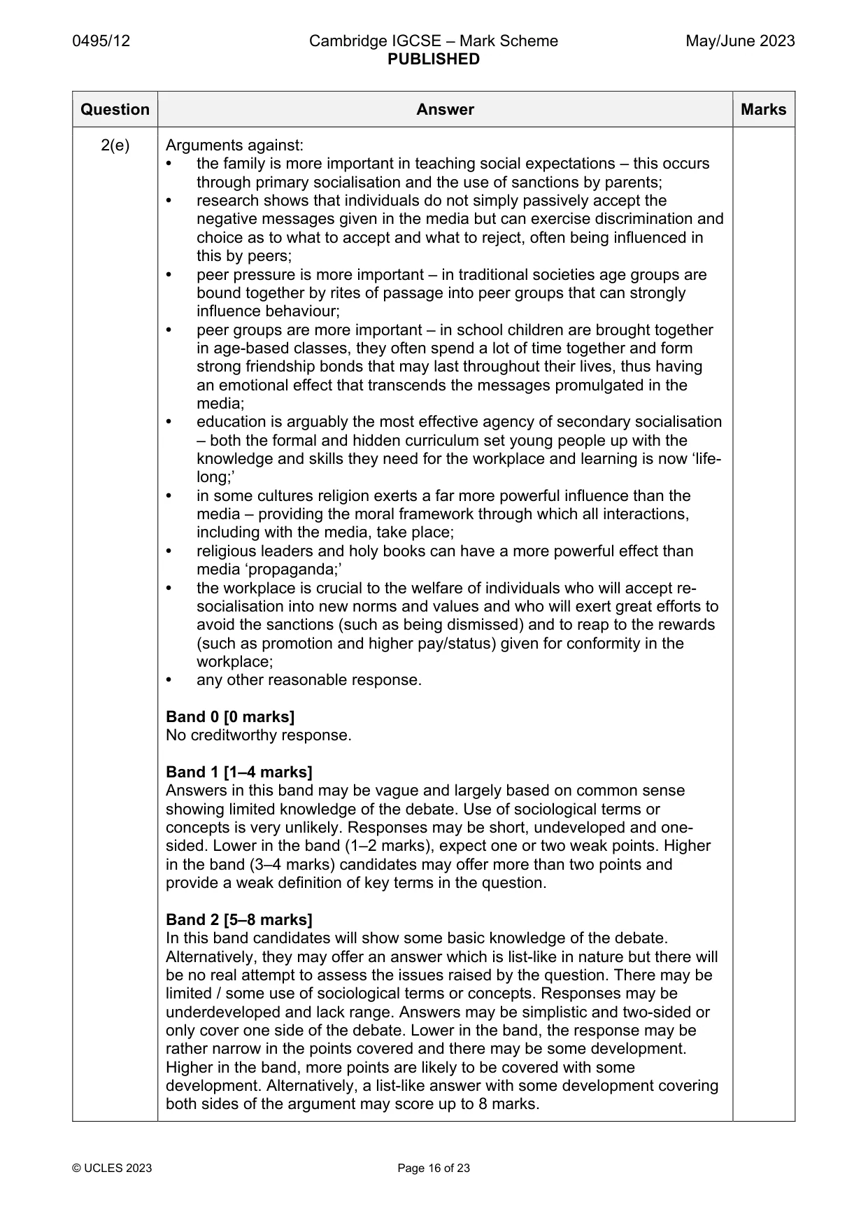 Mark scheme, page 16 of 23