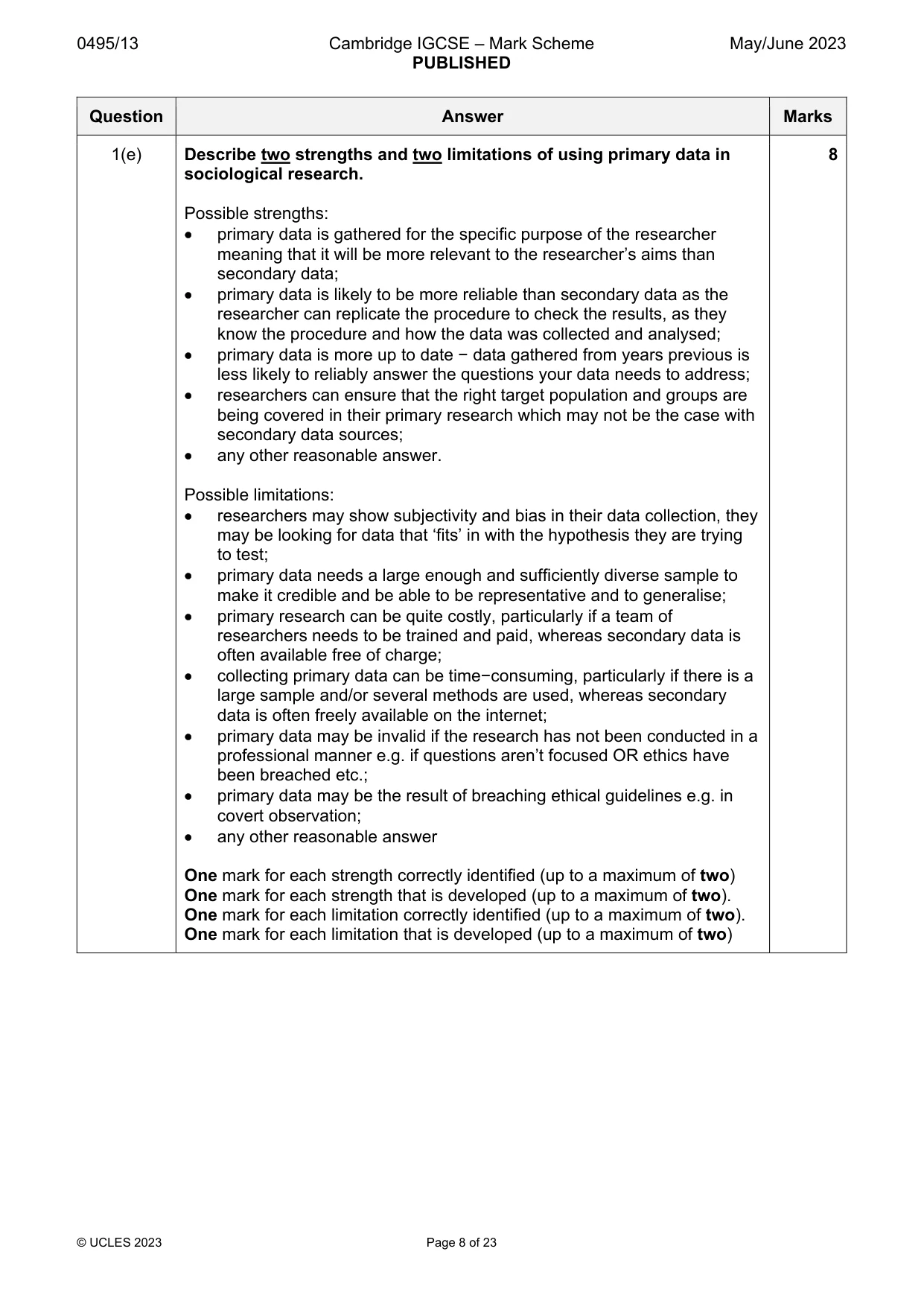 Mark scheme, page 8 of 23