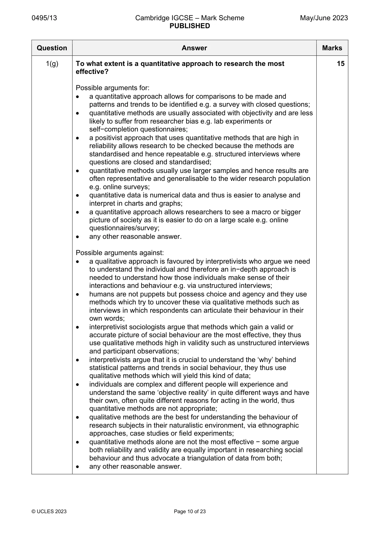 Mark scheme, page 10 of 23