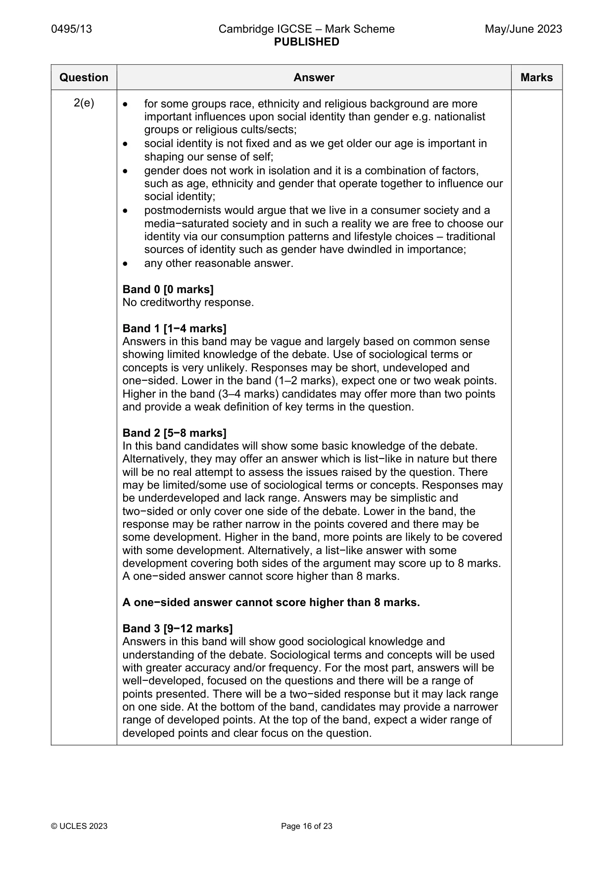 Mark scheme, page 16 of 23