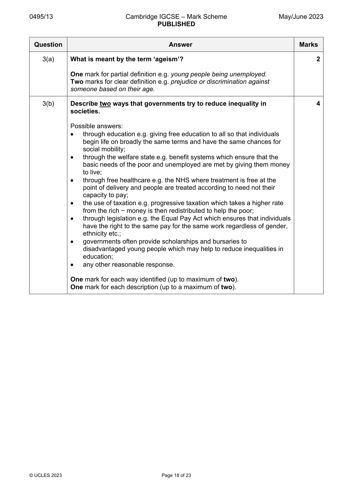 Mark scheme, page 18 of 23