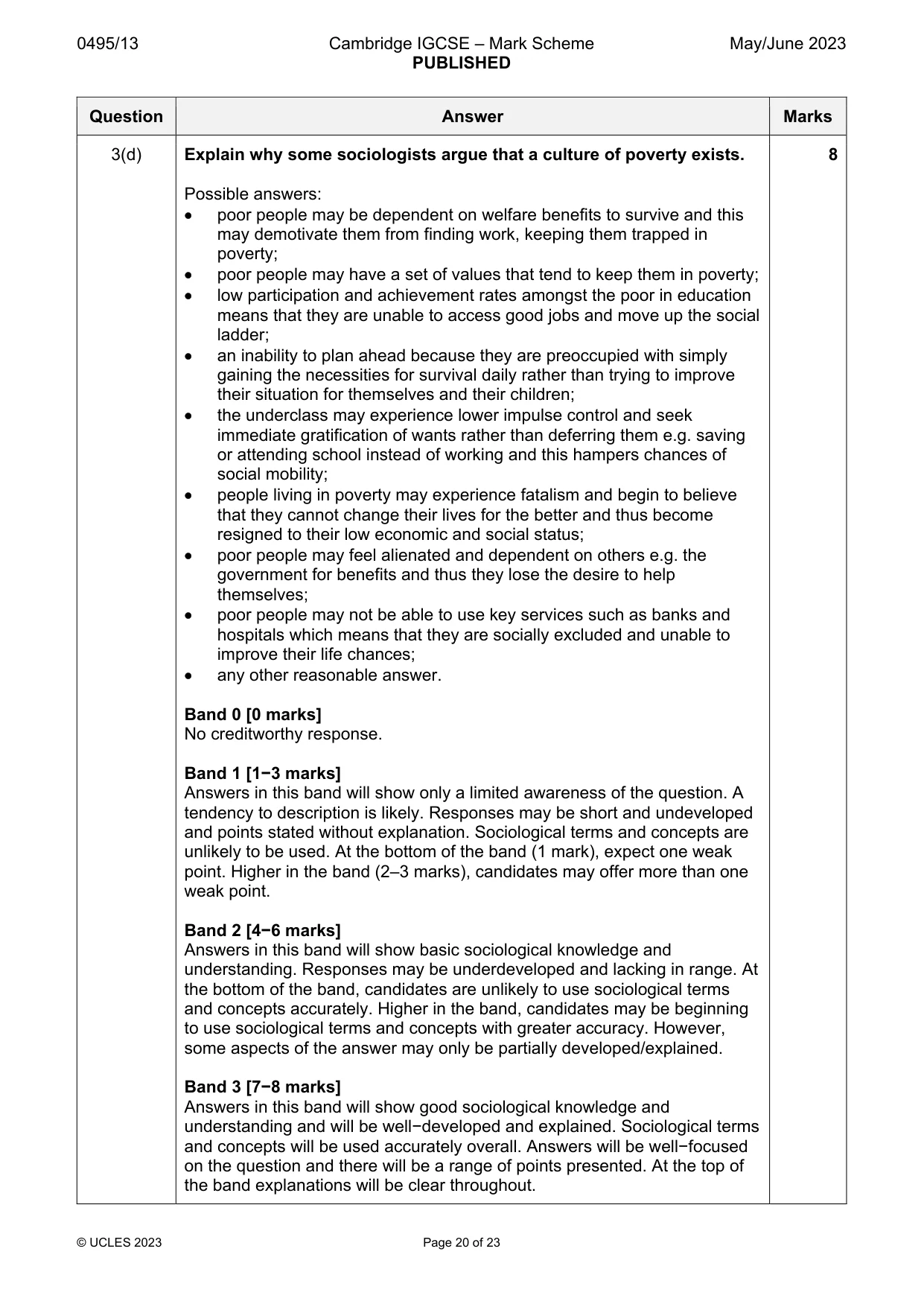 Mark scheme, page 20 of 23