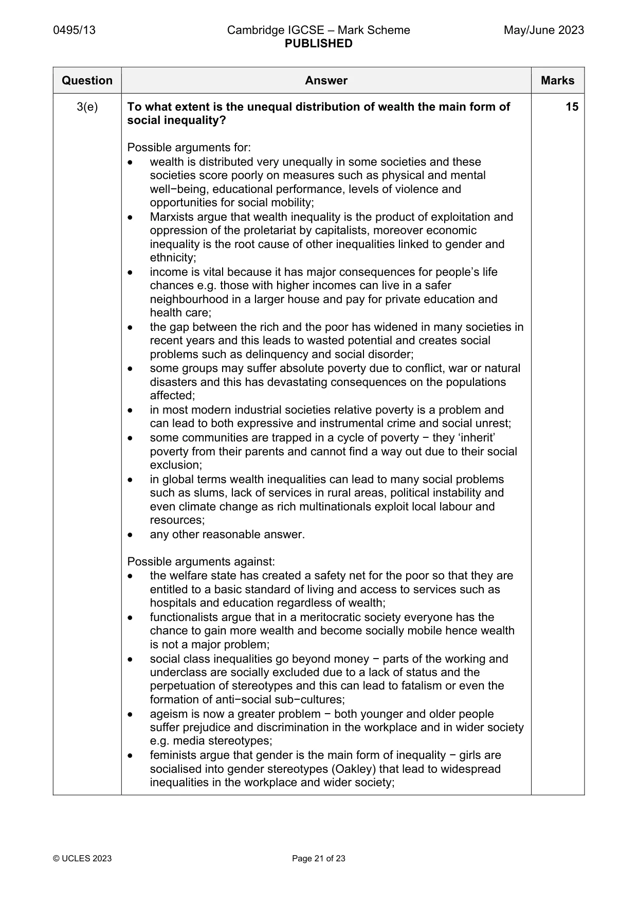 Mark scheme, page 21 of 23