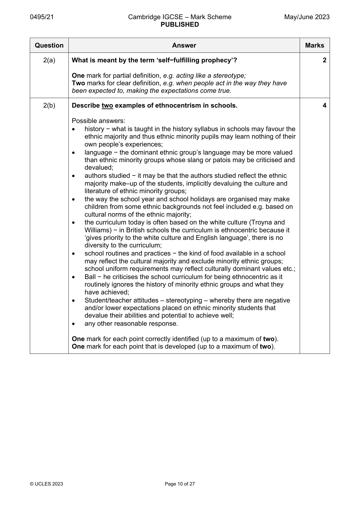Mark scheme, page 10 of 27