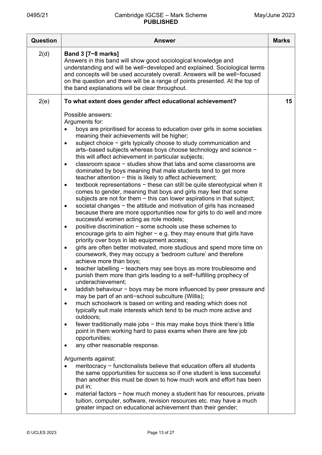 Mark scheme, page 13 of 27